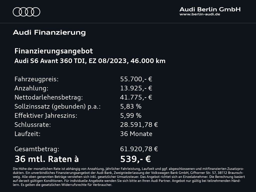 Audi S6 2023 г. Серый, пробег 46000 км