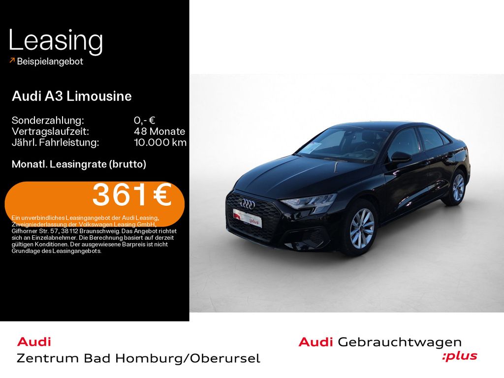 Audi A3 2023 г. Чёрный, пробег 58944 км