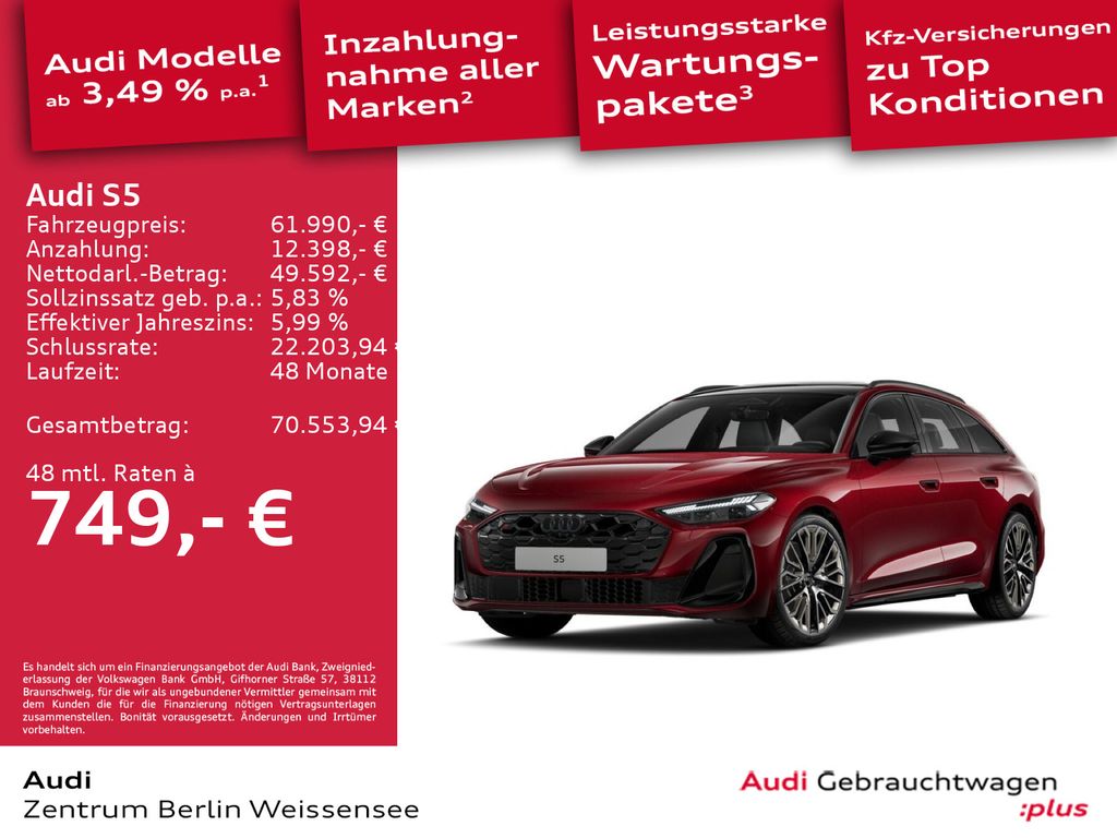 Audi S5 2025 г. Красный, пробег 4726 км
