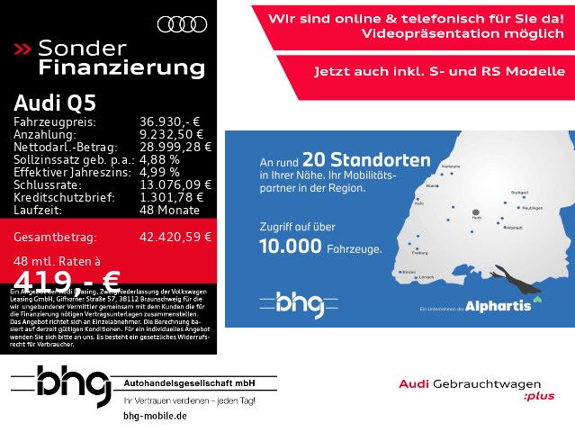 Audi Q5 2023 г. Чёрный, пробег 45379 км