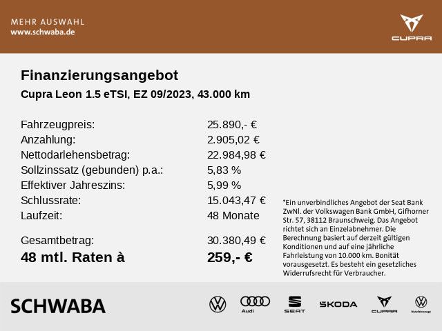 Cupra Leon 2023 г. Серый, пробег 43000 км