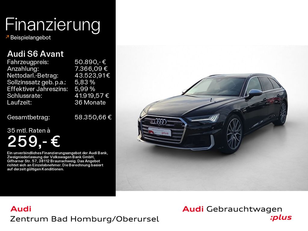 Audi S6 2023 г. Чёрный, пробег 53610 км