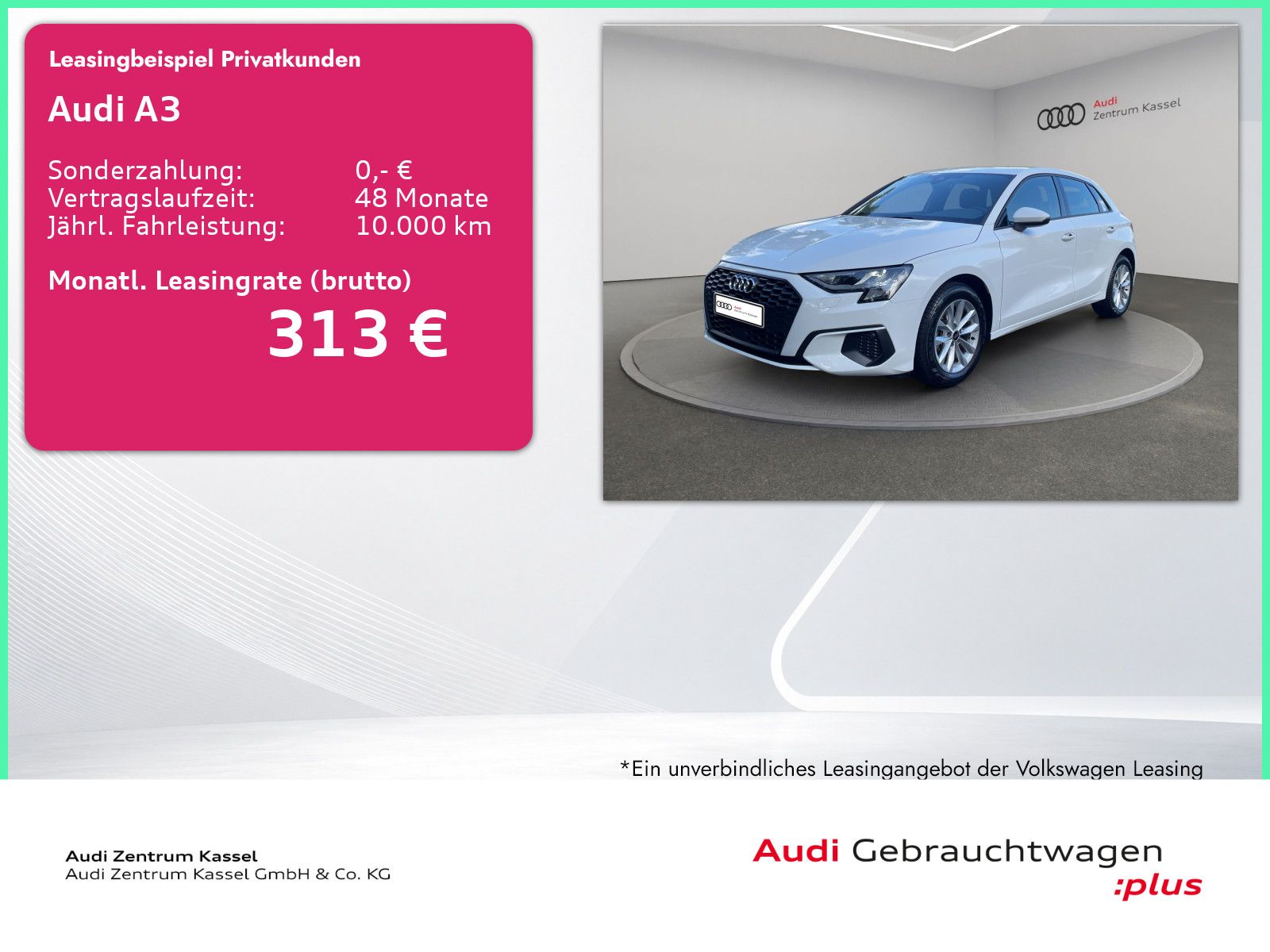 Audi A3 2023 г. Белый, пробег 25700 км