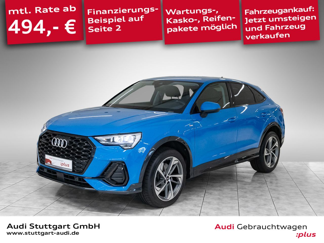 Audi Q3 2023 г. Синий, пробег 39104 км