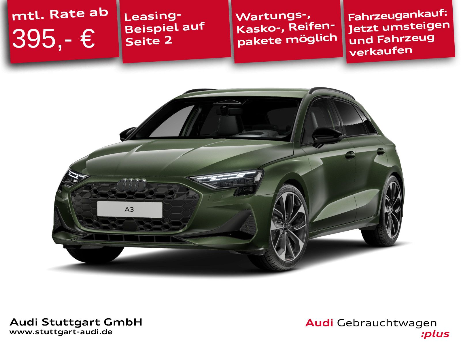 Audi A3 2026 г. Зелёный, пробег 7080 км
