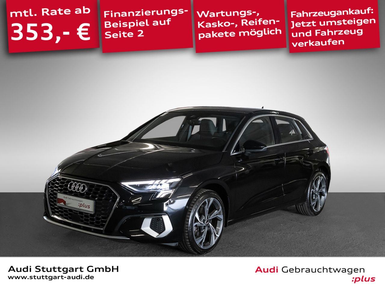 Audi A3 2023 г. Чёрный, пробег 51756 км