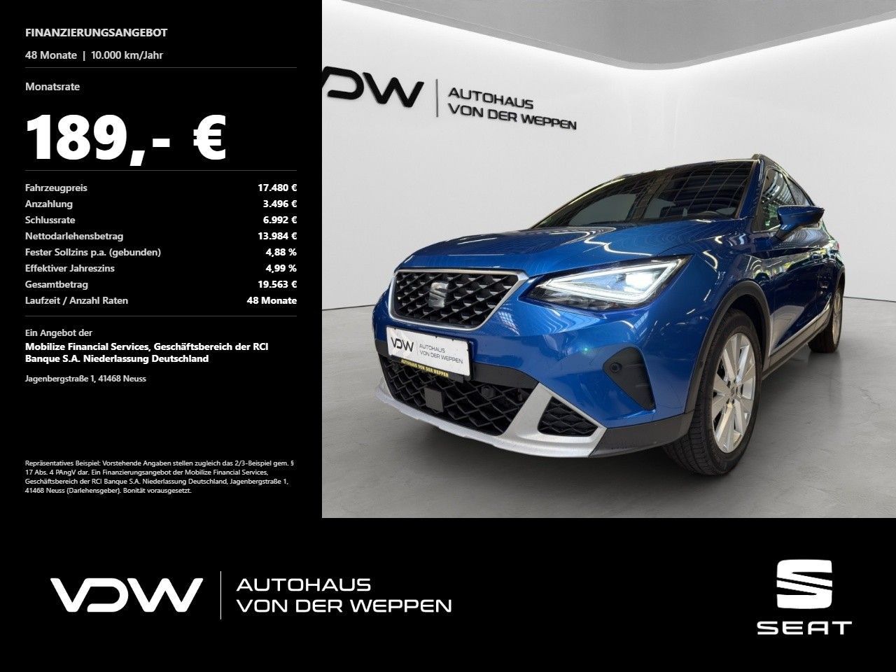 SEAT Arona 2022 г. Синий, пробег 50700 км