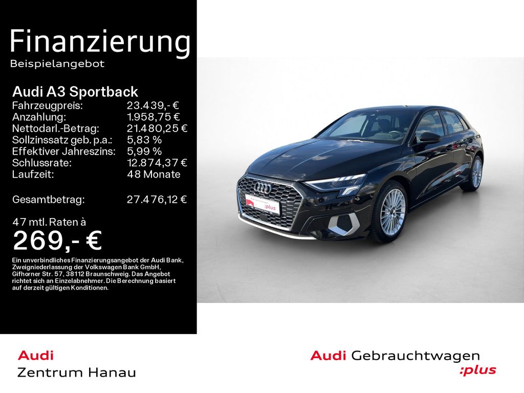 Audi A3 2023 г. Чёрный, пробег 51800 км