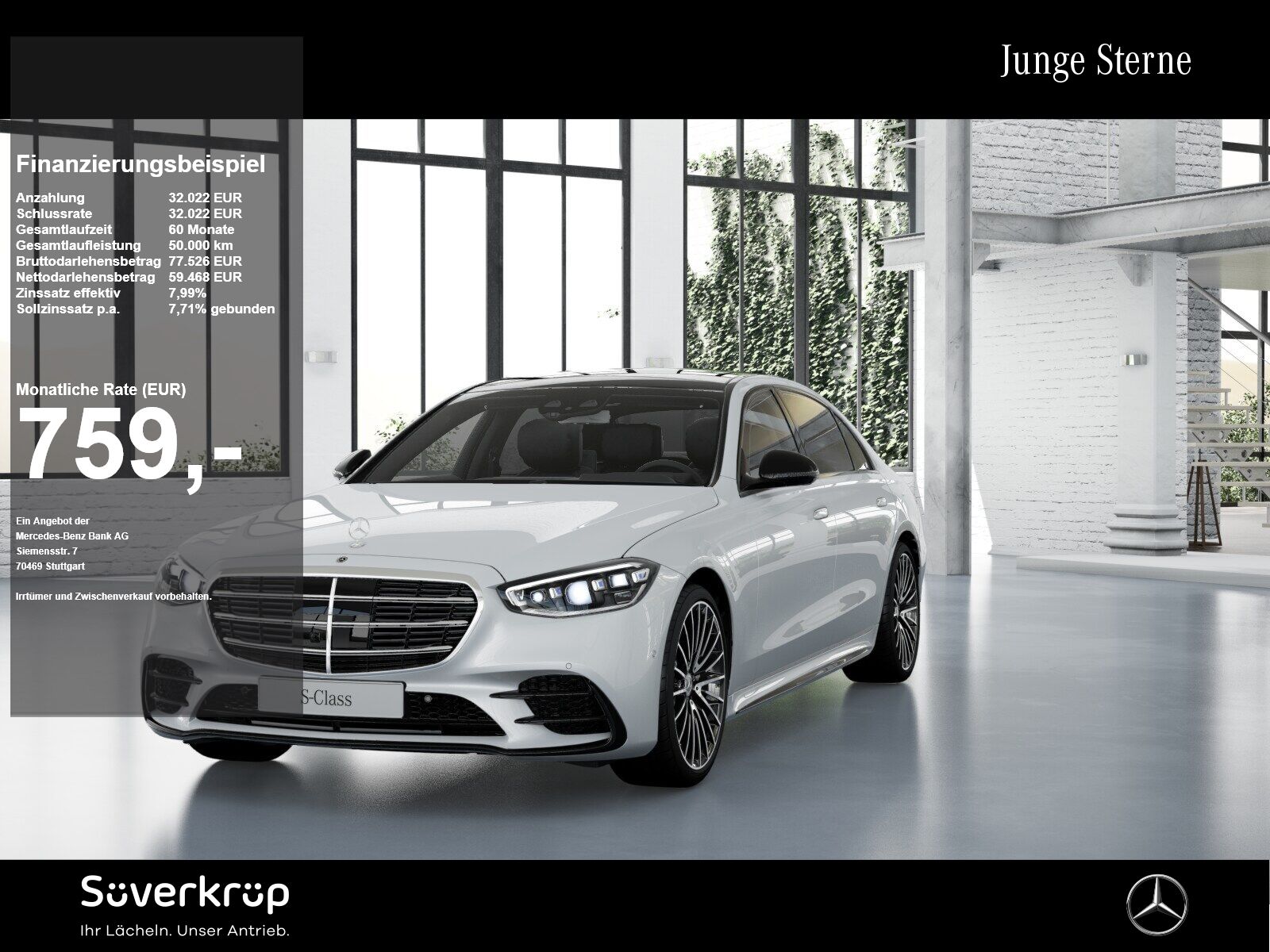 Mercedes-Benz S 450 2024 г. Белый, пробег 53931 км