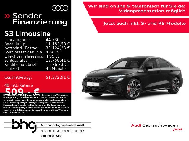 Audi S3 2024 г. Чёрный, пробег 23550 км