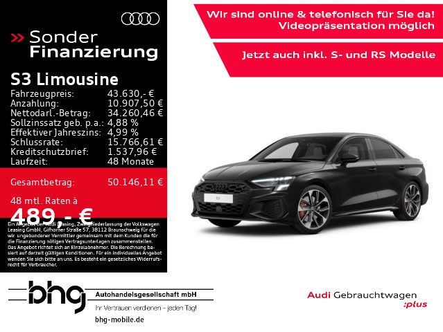 Audi S3 2024 г. Чёрный, пробег 23550 км