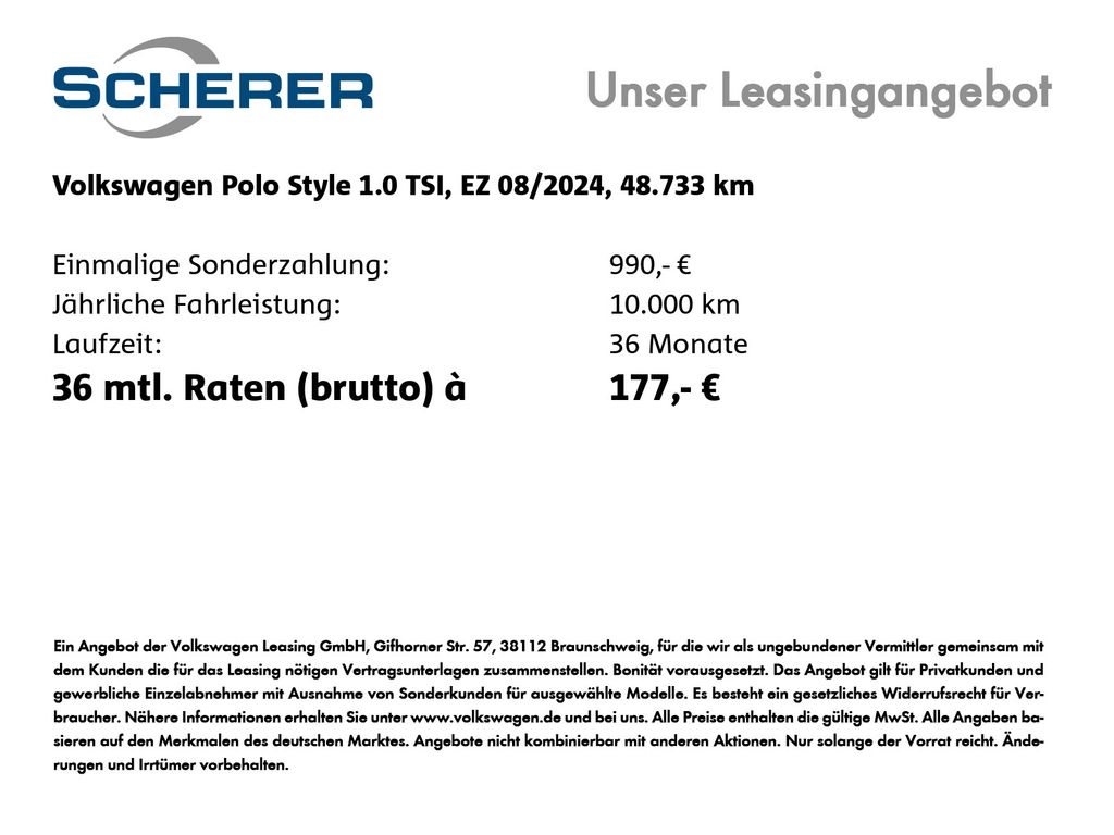 Volkswagen Polo 2024 г. Белый, пробег 48733 км