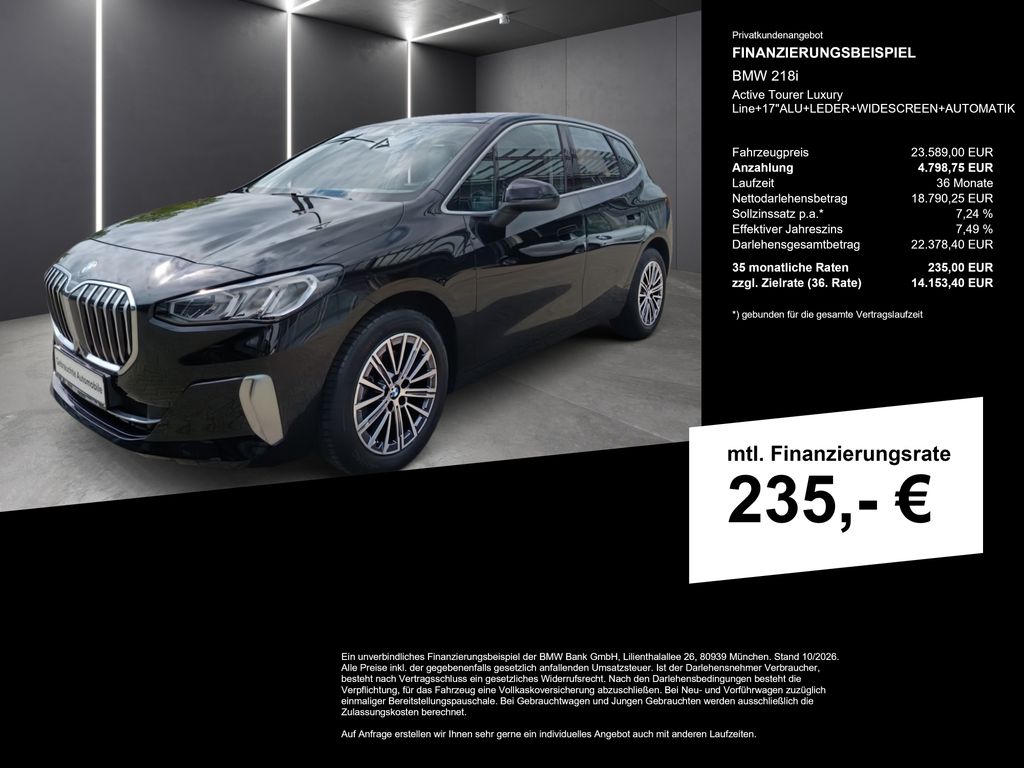 BMW 218 ACTIVE TOURER 2023 г. Чёрный, пробег 29052 км