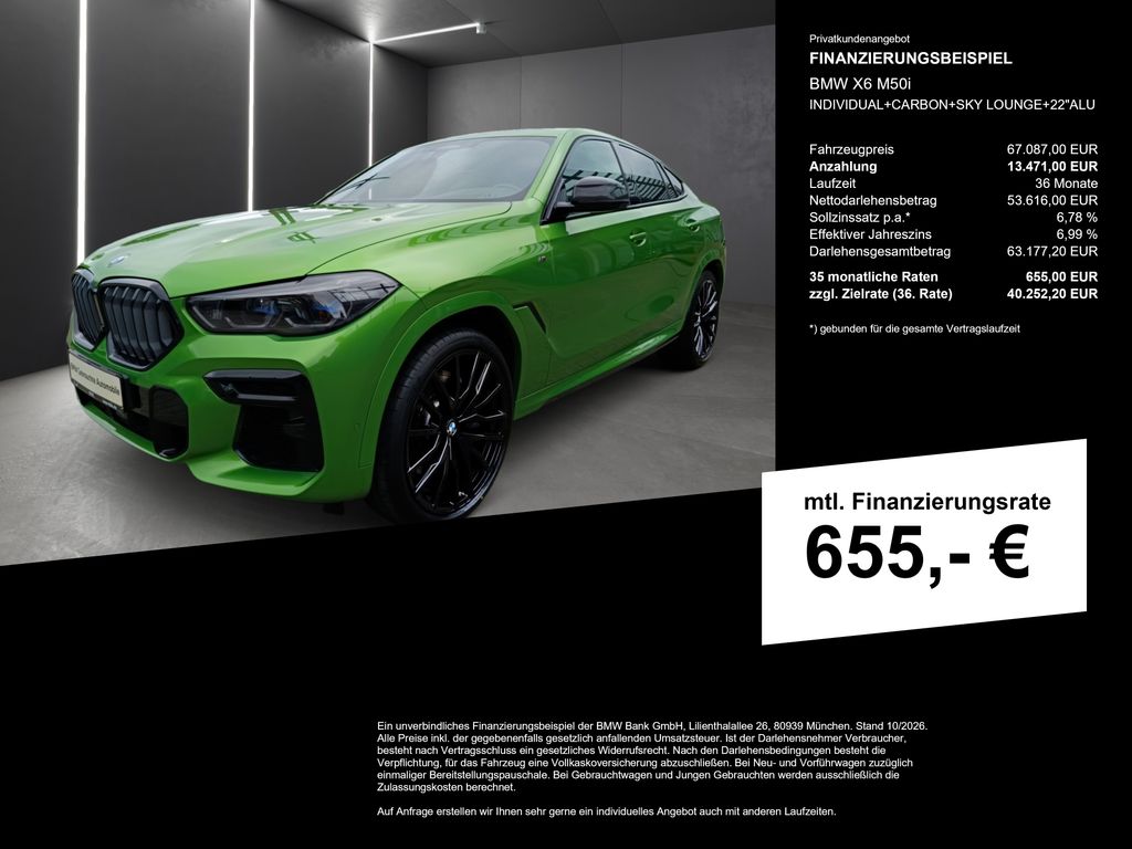 BMW X6 M50 2022 г. Зелёный, пробег 43800 км