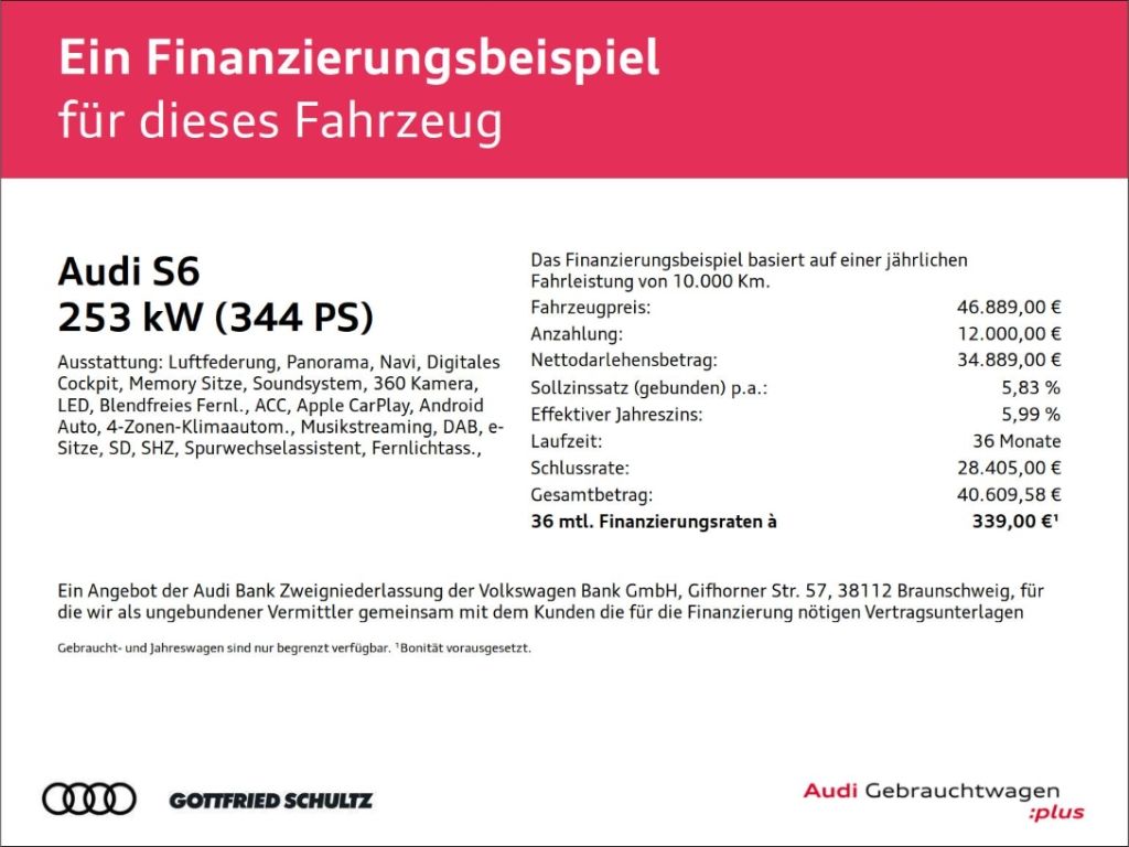 Audi S6 2023 г. Серебристый, пробег 49070 км