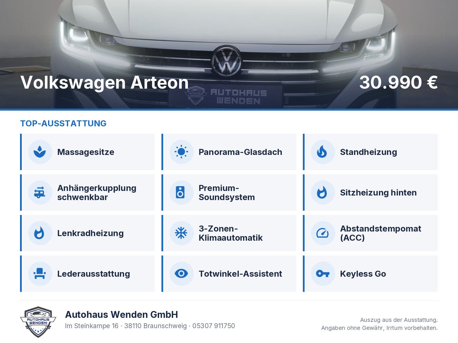 Volkswagen Arteon 2021 г. Белый, пробег 52000 км
