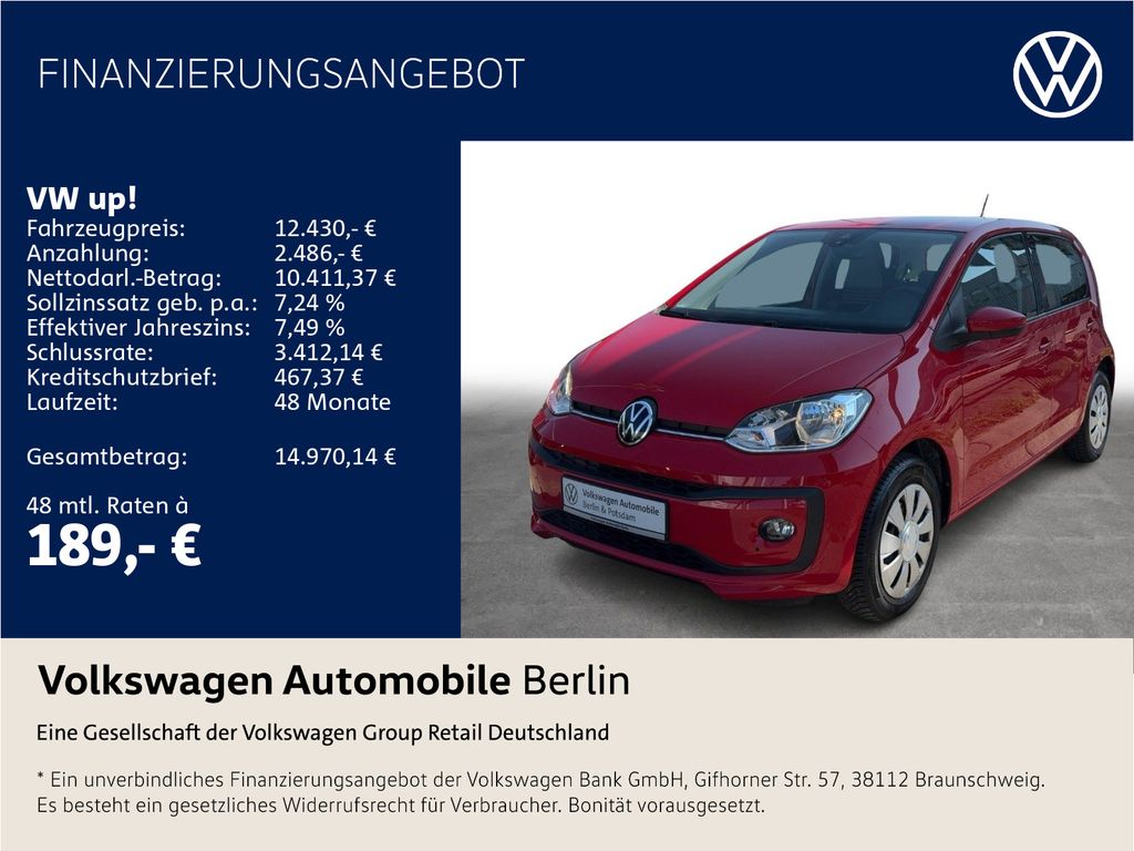 Volkswagen up! 2023 г. Красный, пробег 33803 км