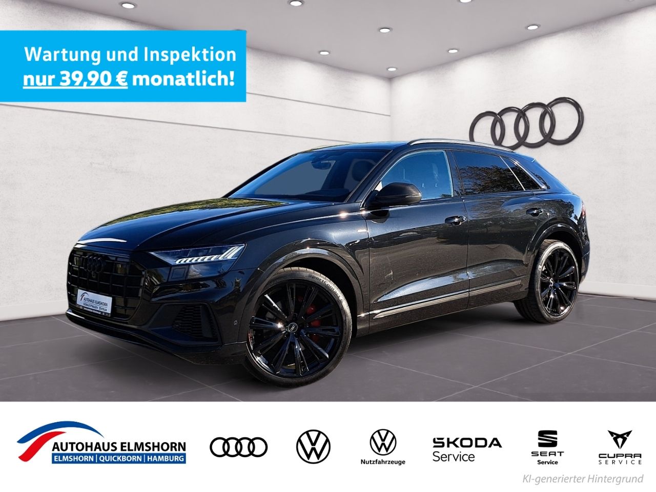 Audi Q8 2023 г. Чёрный, пробег 33050 км