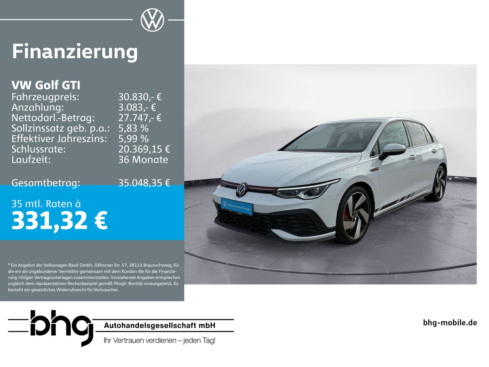 Volkswagen Golf 2023 г. Белый, пробег 48601 км