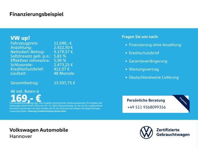 Volkswagen up! 2023 г. Белый, пробег 44842 км