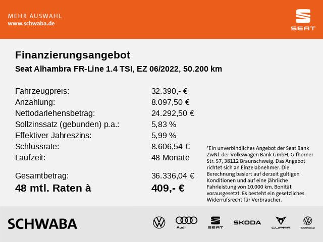 SEAT Alhambra 2022 г. Чёрный, пробег 50200 км