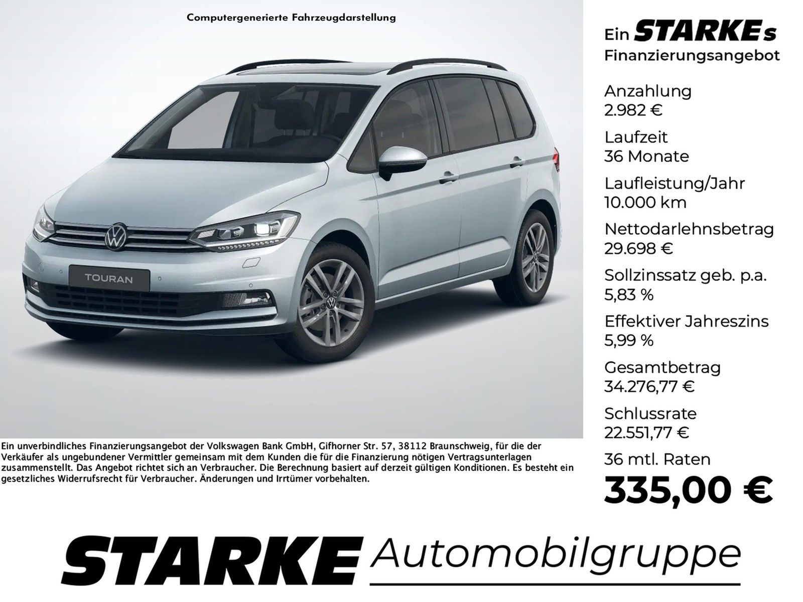 Volkswagen Touran 2025 г. Серебристый, пробег 27791 км