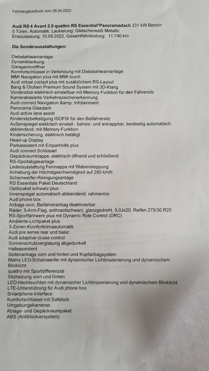 Audi RS4 2022 г. Зелёный, пробег 48000 км