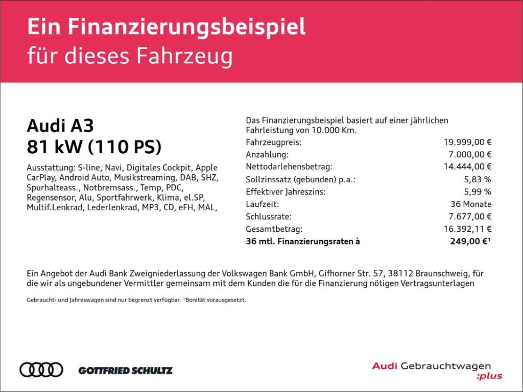 Audi A3 2023 г. Белый, пробег 36689 км