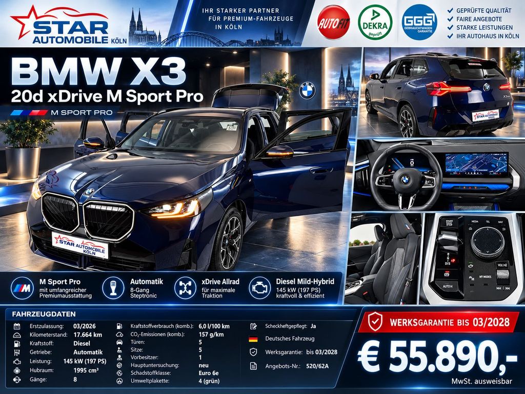 BMW X3 2026 г. Синий, пробег 17664 км