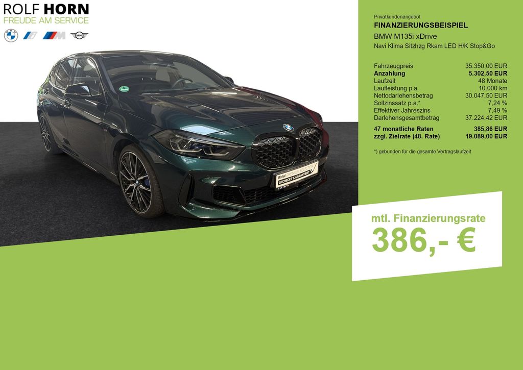 BMW M135 2023 г. Зелёный, пробег 44633 км