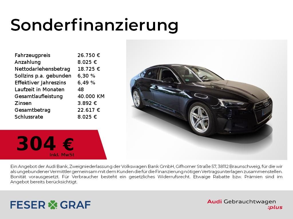 Audi A5 2023 г. Чёрный, пробег 54700 км