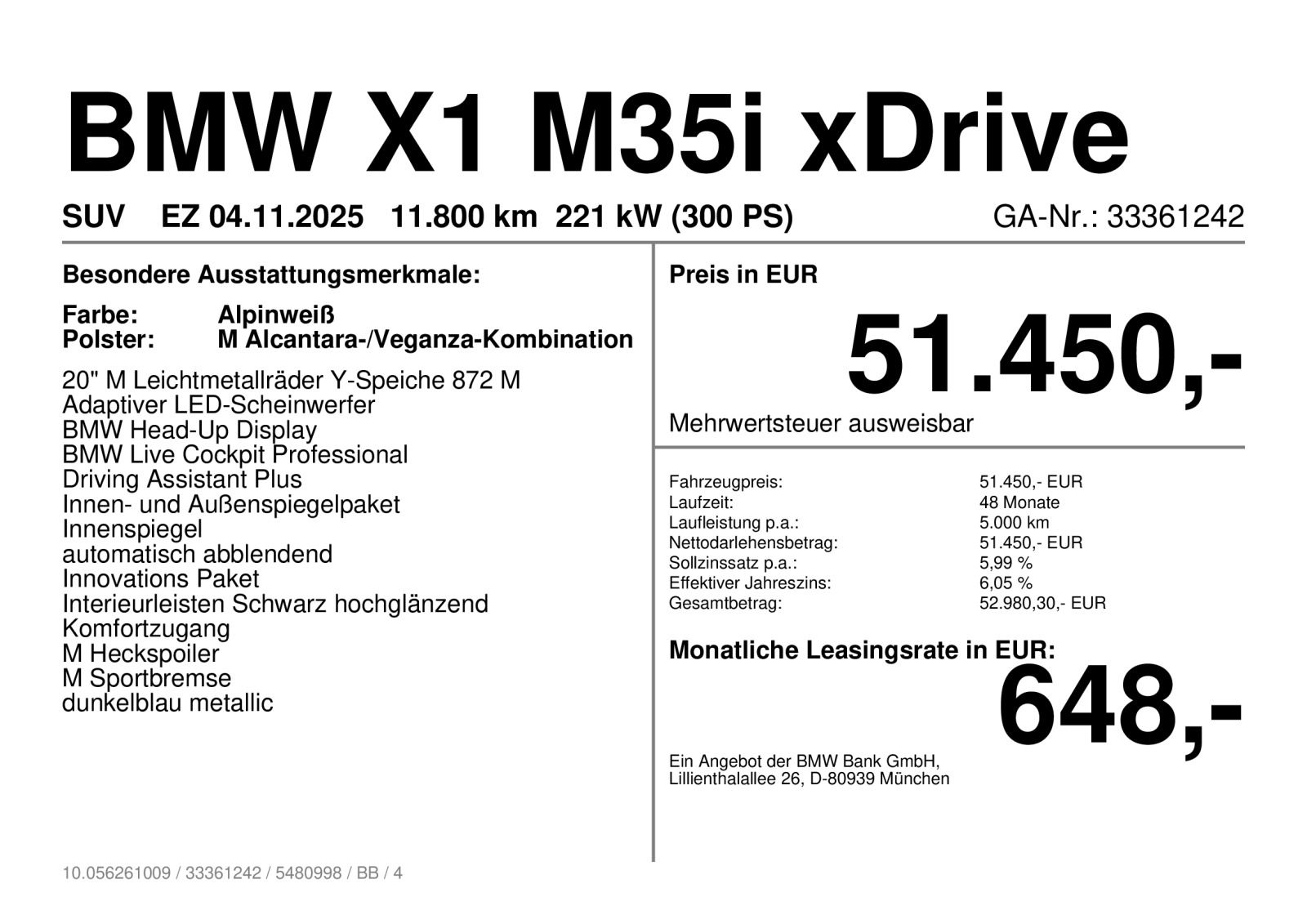 BMW X1 2025 г. Белый, пробег 11799 км