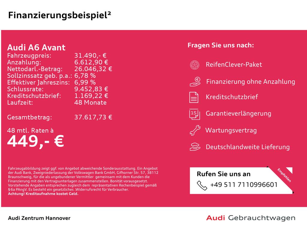 Audi A6 2023 г. Белый, пробег 35830 км