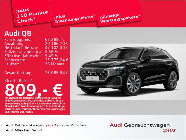 Audi Q8 2025 г. Чёрный, пробег 53056 км