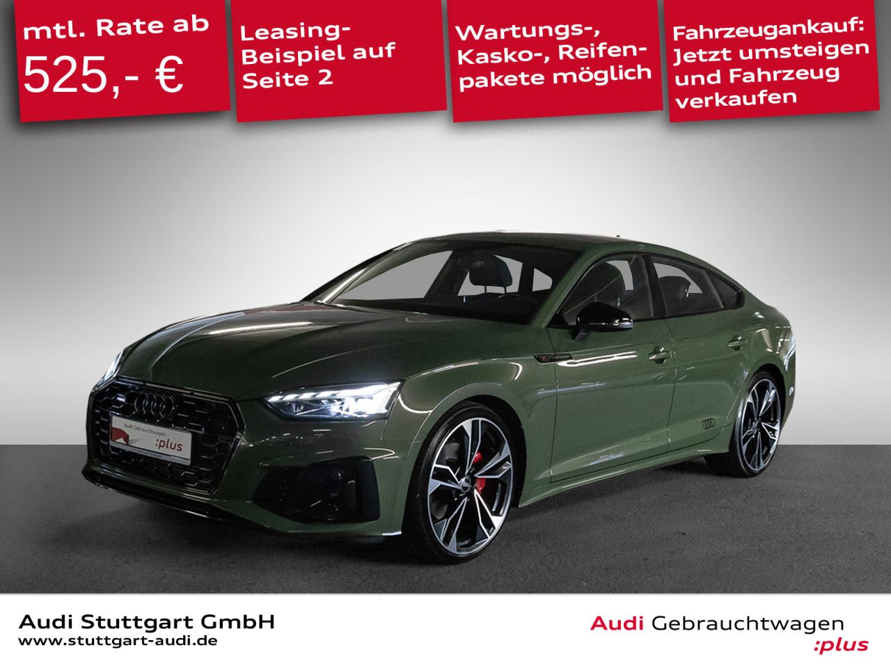 Audi A5 2023 г. Зелёный, пробег 45312 км