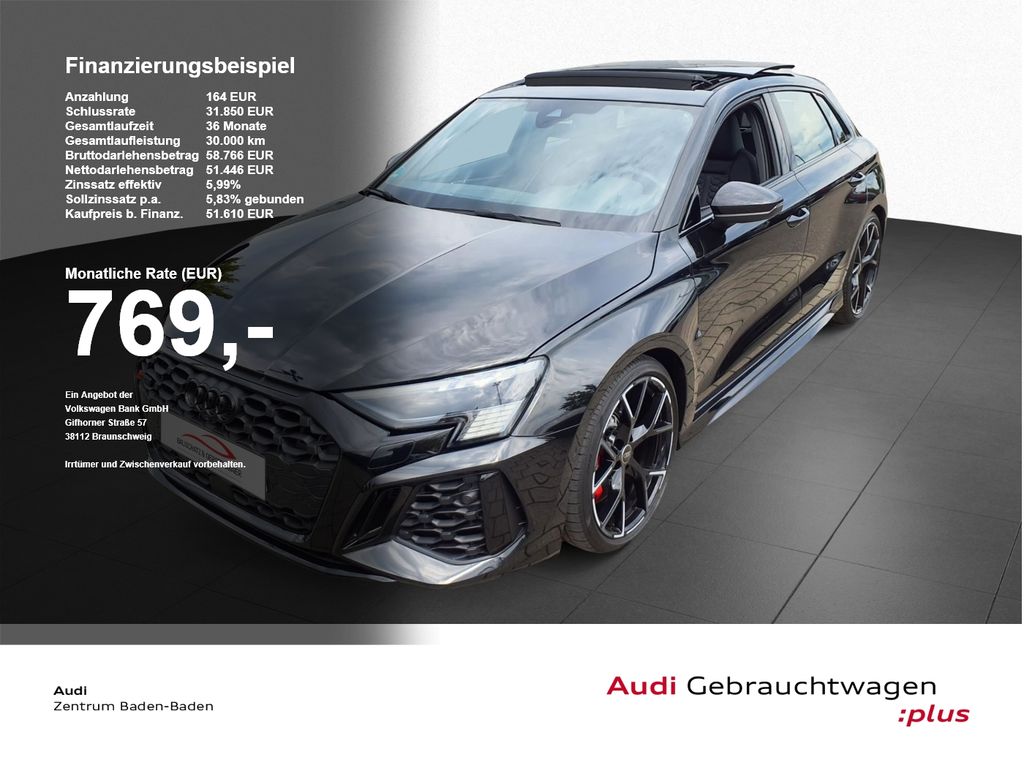 Audi RS3 2023 г. Чёрный, пробег 44877 км
