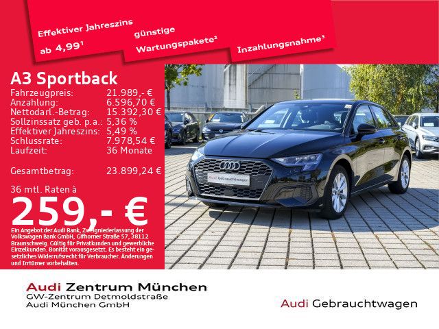 Audi A3 2023 г. Чёрный, пробег 43618 км