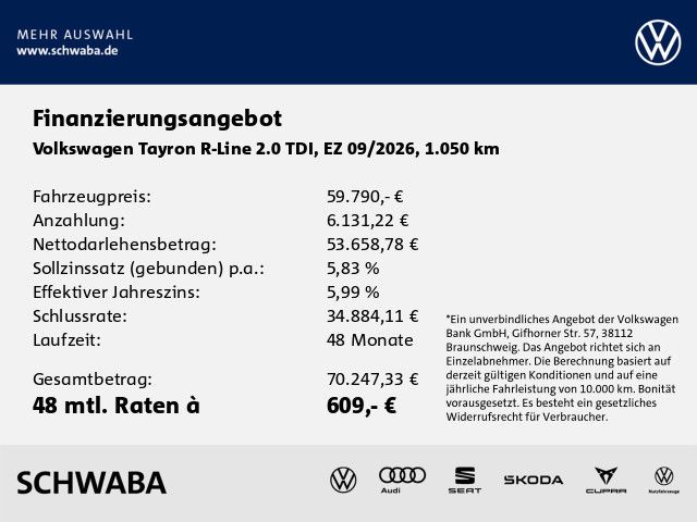 Volkswagen Tayron 2026 г. Белый, пробег 1050 км