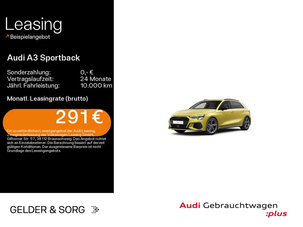 Audi A3 2023 г. Жёлтый, пробег 48180 км