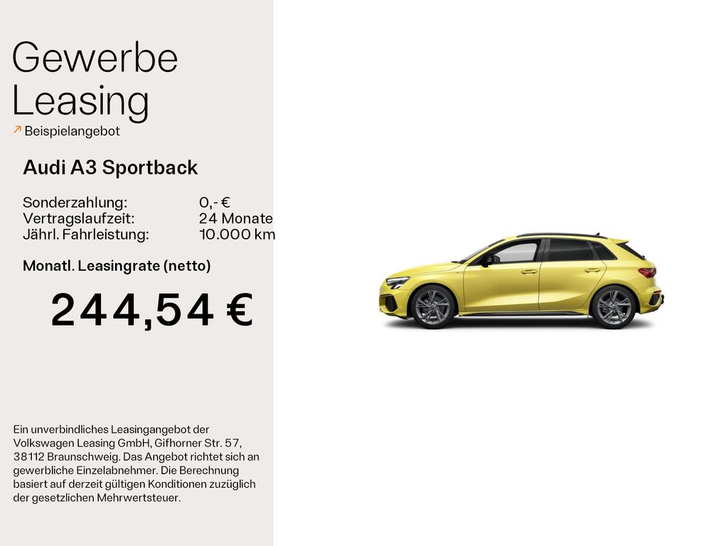 Audi A3 2023 г. Жёлтый, пробег 48180 км