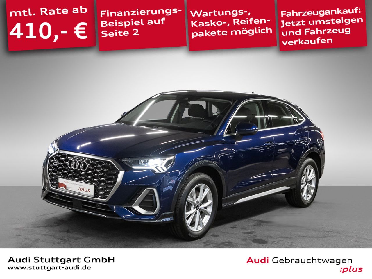 Audi Q3 2023 г. Синий, пробег 50424 км