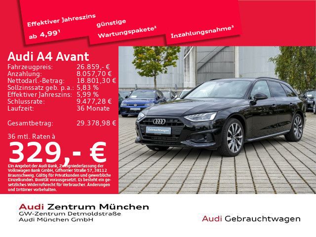 Audi A4 2023 г. Чёрный, пробег 44676 км