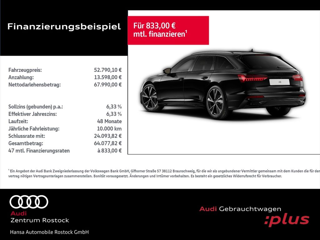 Audi A6 2025 г. Чёрный, пробег 21142 км