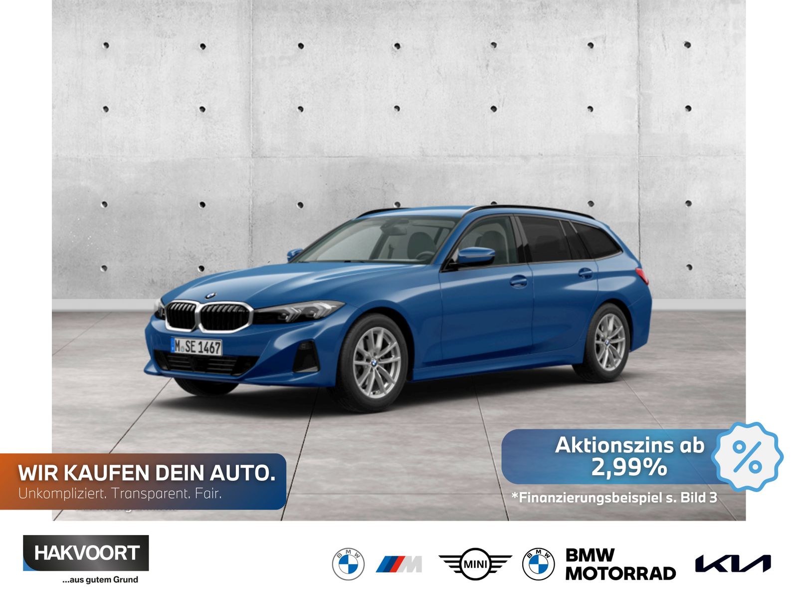 BMW 320 2023 г. Синий, пробег 52900 км