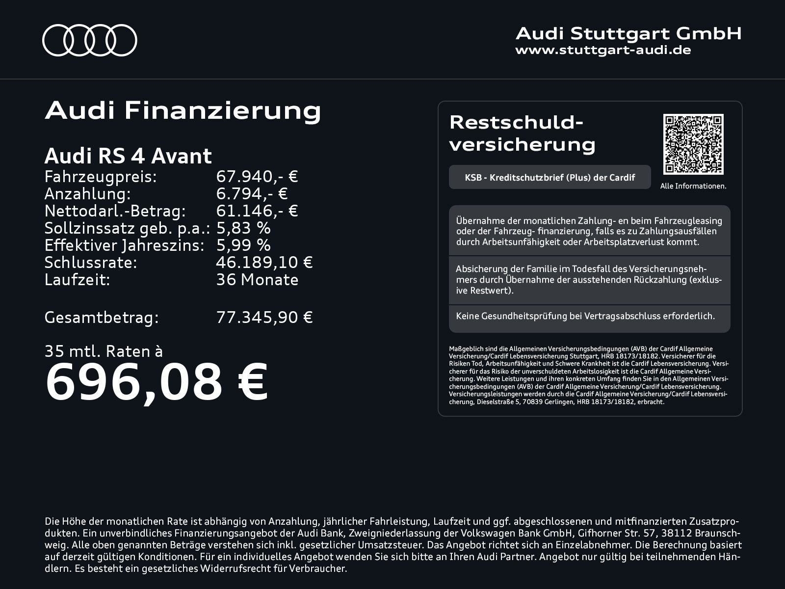 Audi RS4 2024 г. Синий, пробег 46926 км